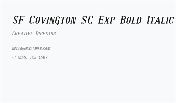 SF Covington SC Exp Bold Italic Business Card