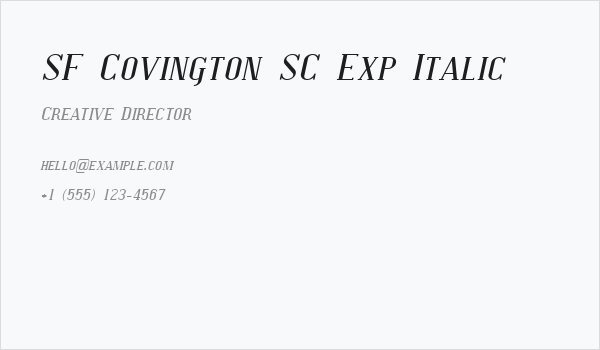 SF Covington SC Exp Italic Business Card