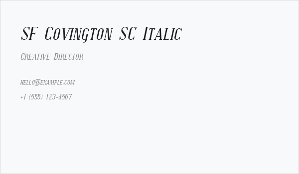 SF Covington SC Italic Business Card