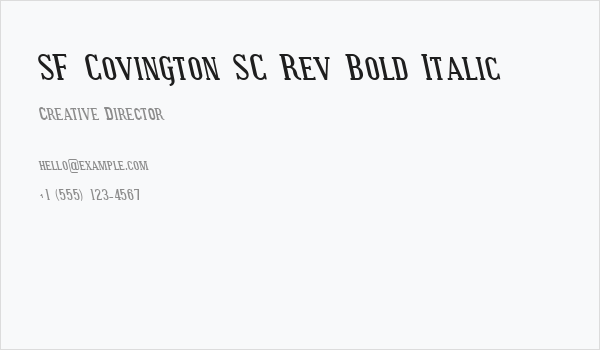 SF Covington SC Rev Bold Italic Business Card