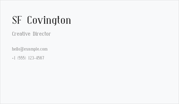SF Covington Business Card