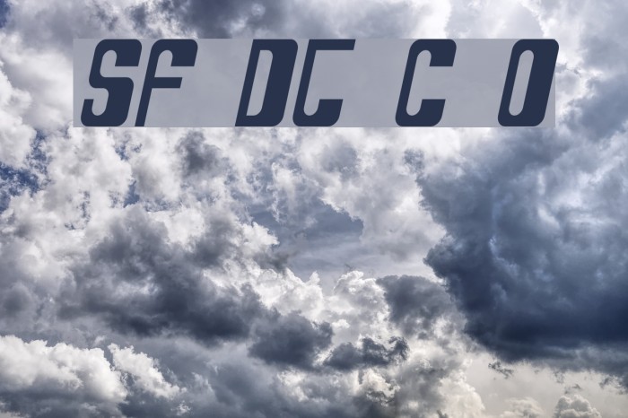 SF DecoTechno Condensed Oblique Font examples