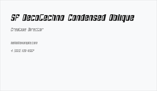 SF DecoTechno Condensed Oblique Business Card