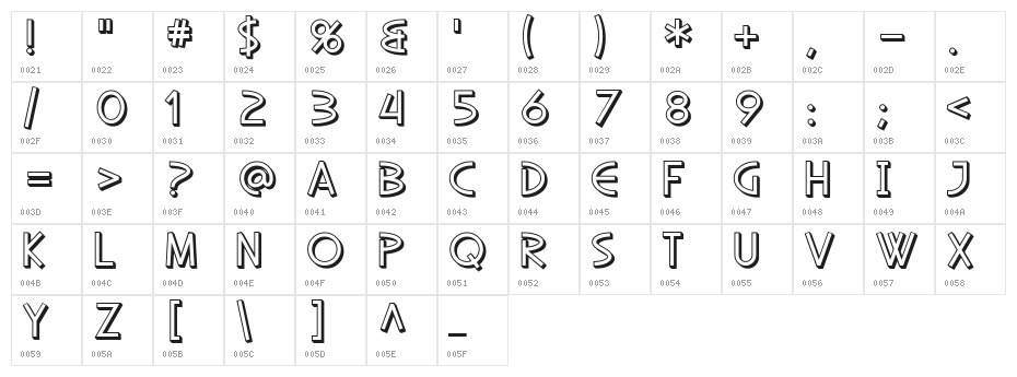 SF Diego Sans Shaded Character Map