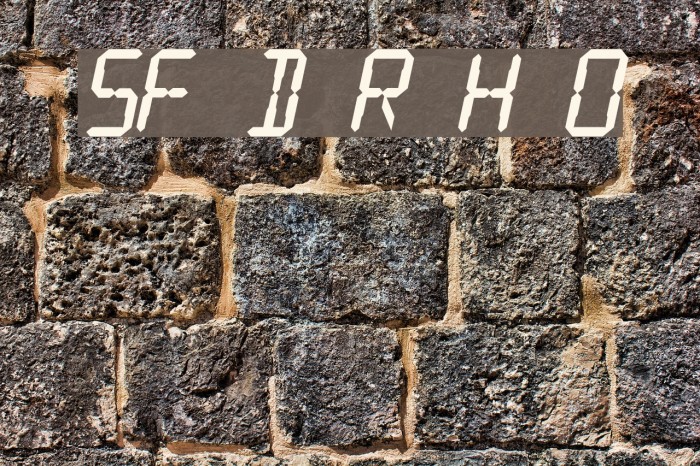SF Digital Readout Heavy Oblique Font examples