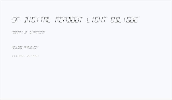 SF Digital Readout Light Oblique Business Card