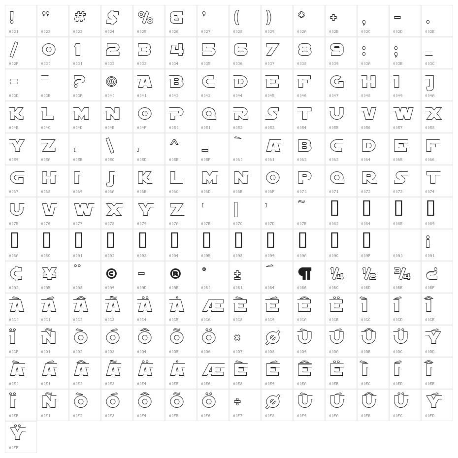 SF Distant Galaxy AltOutline Character Map