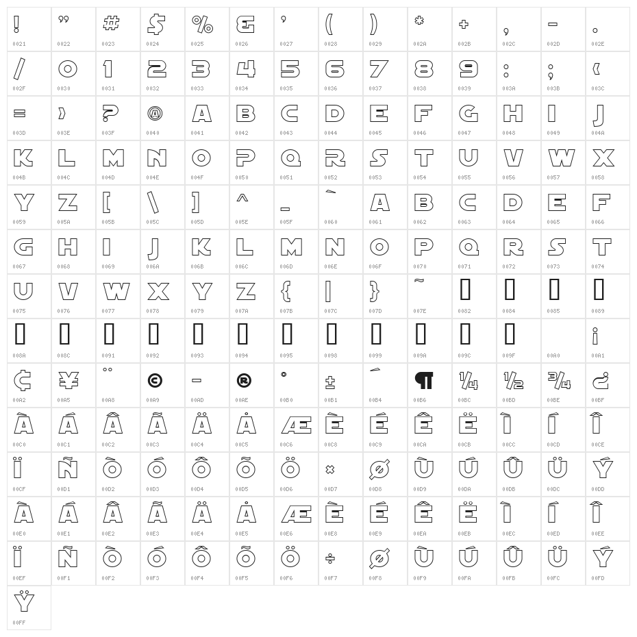 SF Distant Galaxy Outline Character Map
