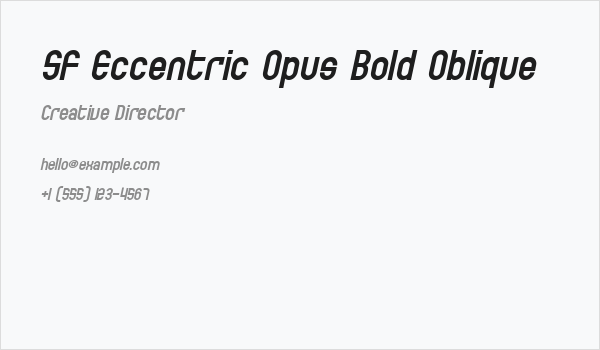 SF Eccentric Opus Bold Oblique Business Card