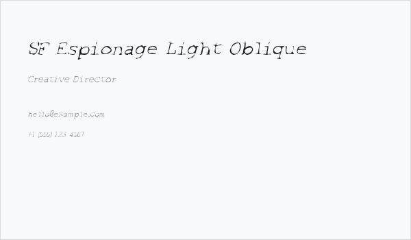 SF Espionage Light Oblique Business Card