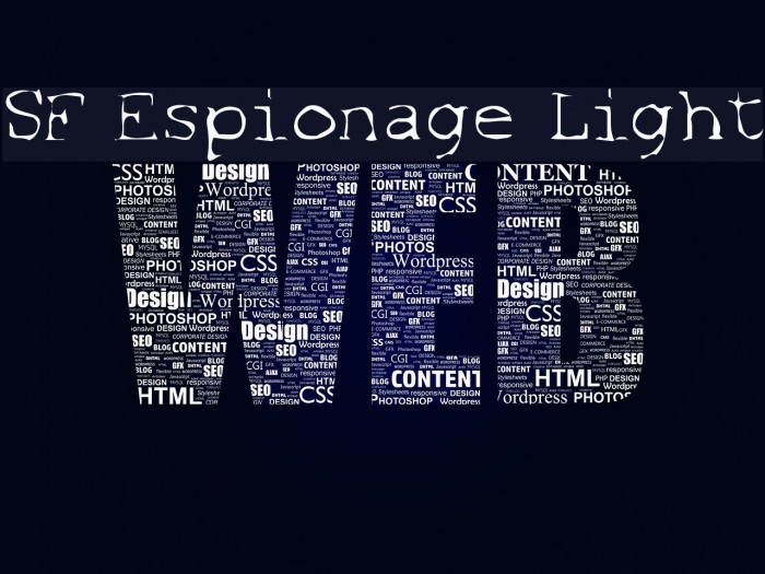 SF Espionage Light フォント examples