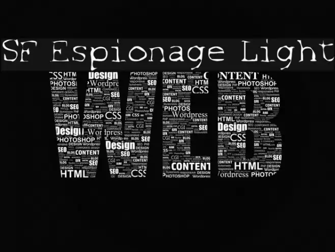 SF Espionage Light Schriftart examples