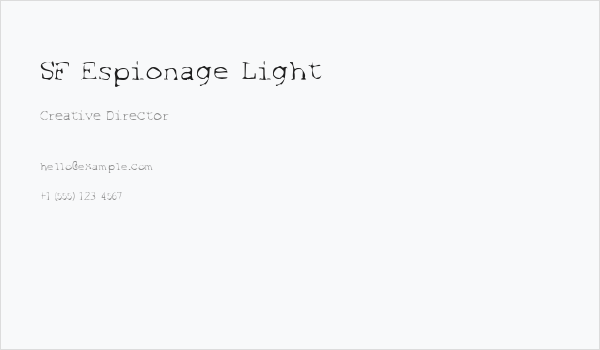 SF Espionage Light Business Card