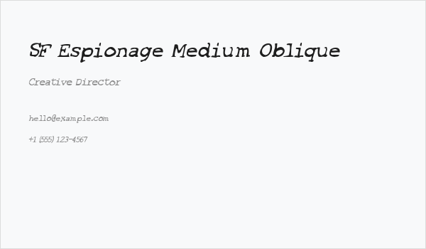 SF Espionage Medium Oblique Business Card