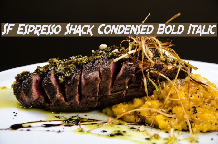 SF Espresso Shack Condensed Bold Italic Font examples