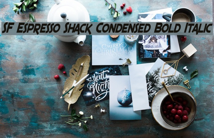 SF Espresso Shack Condensed Bold Italic Font examples