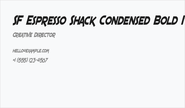 SF Espresso Shack Condensed Bold Italic Business Card