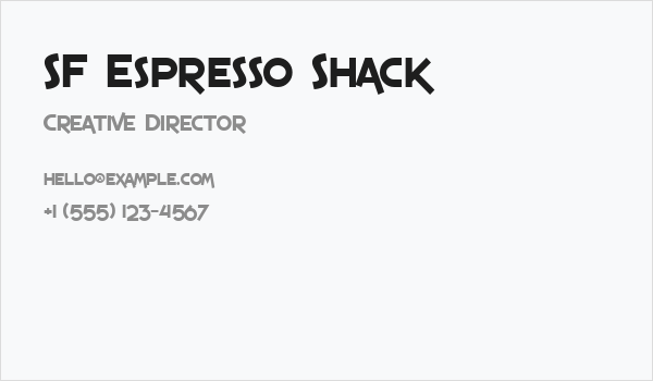 SF Espresso Shack Business Card