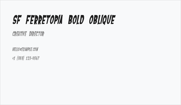 SF Ferretopia Bold Oblique Business Card