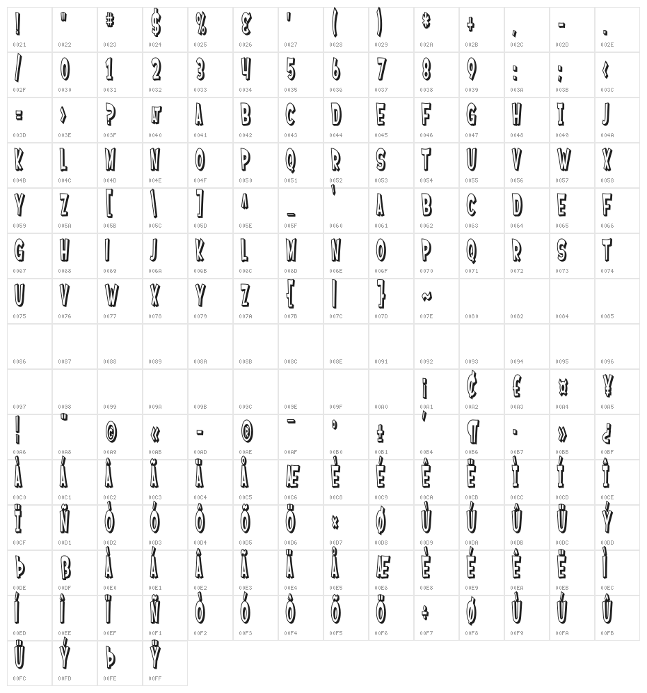 SF Ferretopia Shaded Character Map