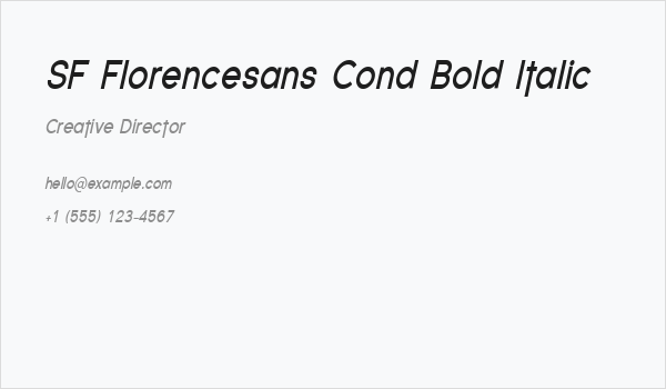 SF Florencesans Cond Bold Italic Business Card