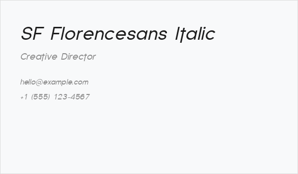 SF Florencesans Italic Business Card