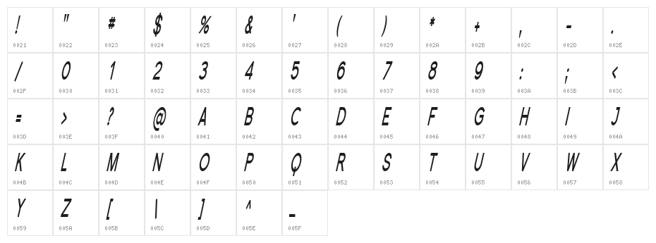 SF Florencesans SC Comp Bold Italic Character Map