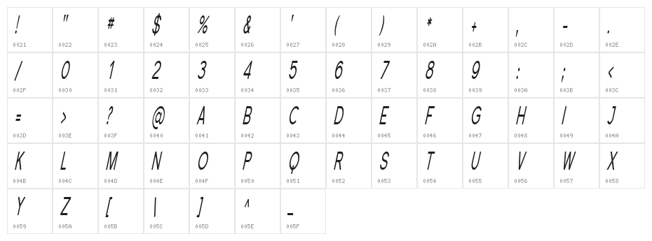 SF Florencesans SC Comp Italic Character Map