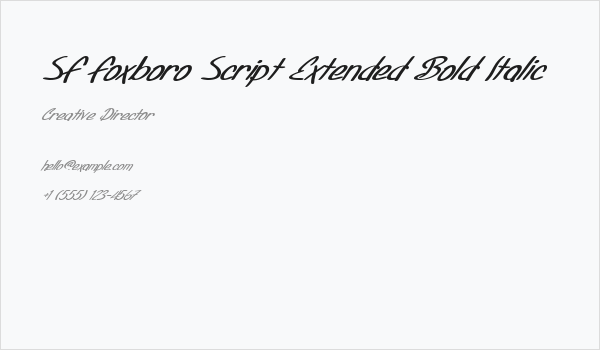 SF Foxboro Script Extended Bold Italic Business Card