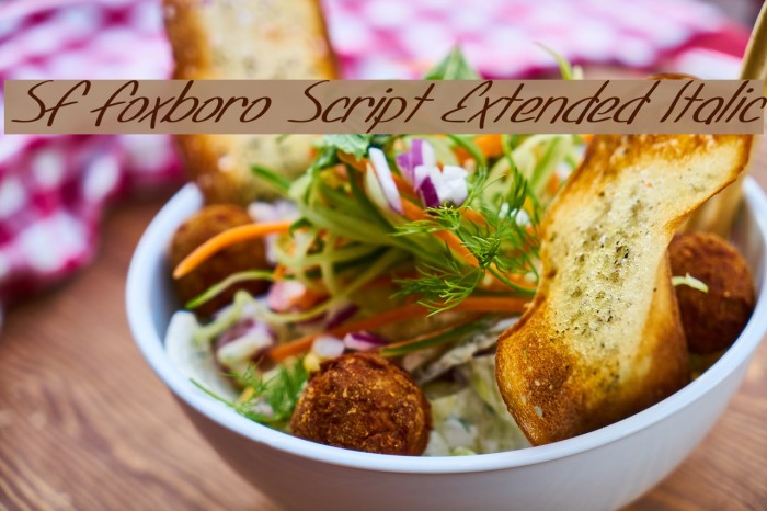 SF Foxboro Script Extended Italic Font examples