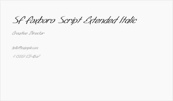 SF Foxboro Script Extended Italic Business Card