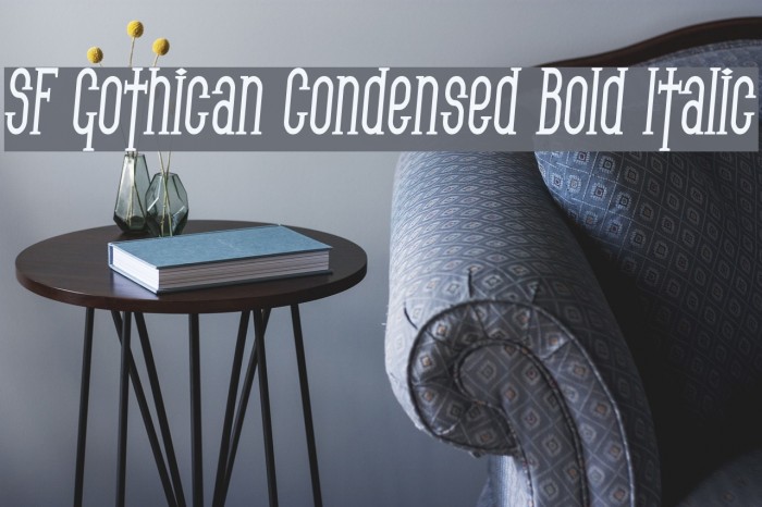 SF Gothican Condensed Bold Italic フォント examples