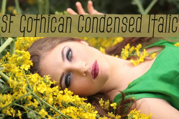 SF Gothican Condensed Italic Font examples