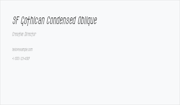 SF Gothican Condensed Oblique Business Card