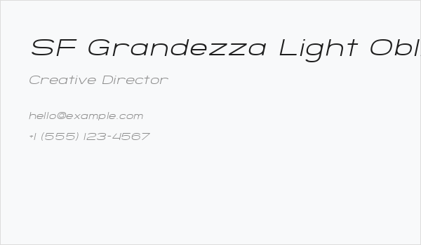 SF Grandezza Light Oblique Business Card