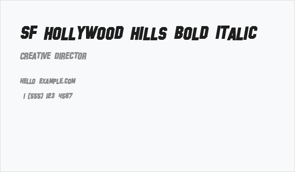 SF Hollywood Hills Bold Italic Business Card
