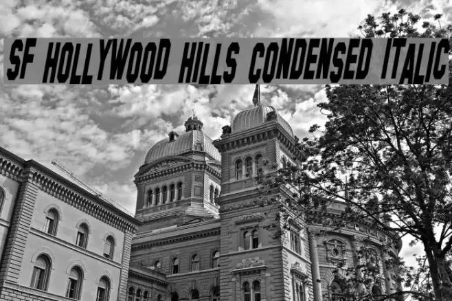 SF Hollywood Hills Condensed Italic خط examples
