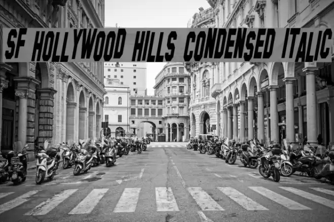 SF Hollywood Hills Condensed Italic خط examples