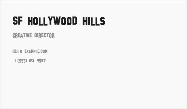 SF Hollywood Hills Business Card