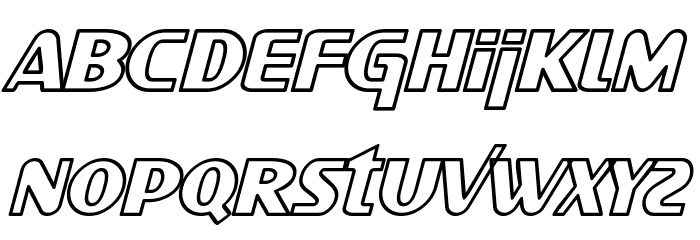 SF Intellivised Outline Italic Schriftart Kleinbuchstaben