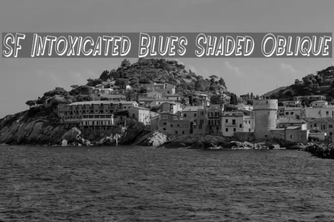 SF Intoxicated Blues Shaded Oblique Шрифта examples