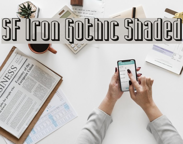 SF Iron Gothic Shaded Шрифта examples