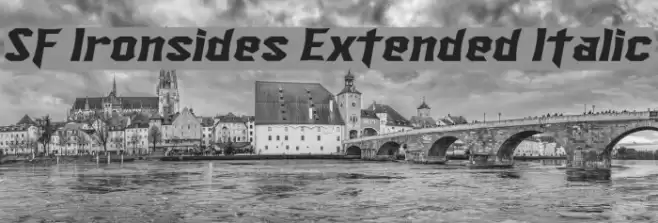 SF Ironsides Extended Italic Schriftart examples