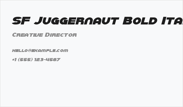 SF Juggernaut Bold Italic Business Card