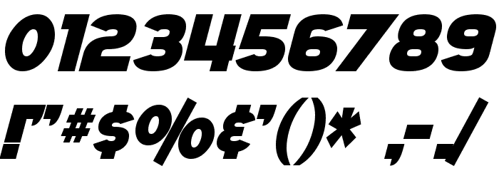 SF Juggernaut Condensed Bold Italic Font OTHER CHARS