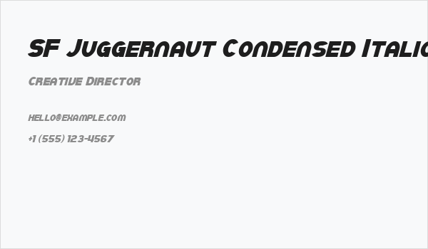 SF Juggernaut Condensed Italic Business Card
