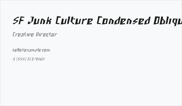 SF Junk Culture Condensed Oblique Business Card