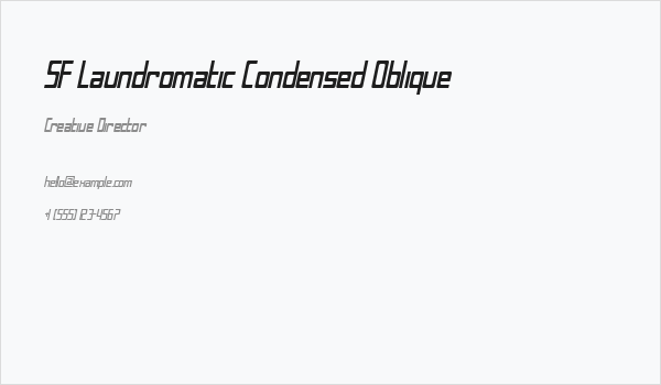 SF Laundromatic Condensed Oblique Business Card