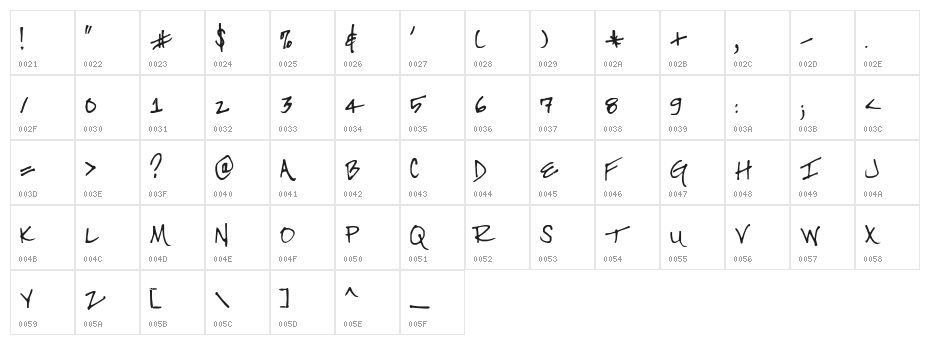 SF-Lea Character Map