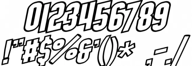 SF Obliquities Outline Bold Font OTHER CHARS